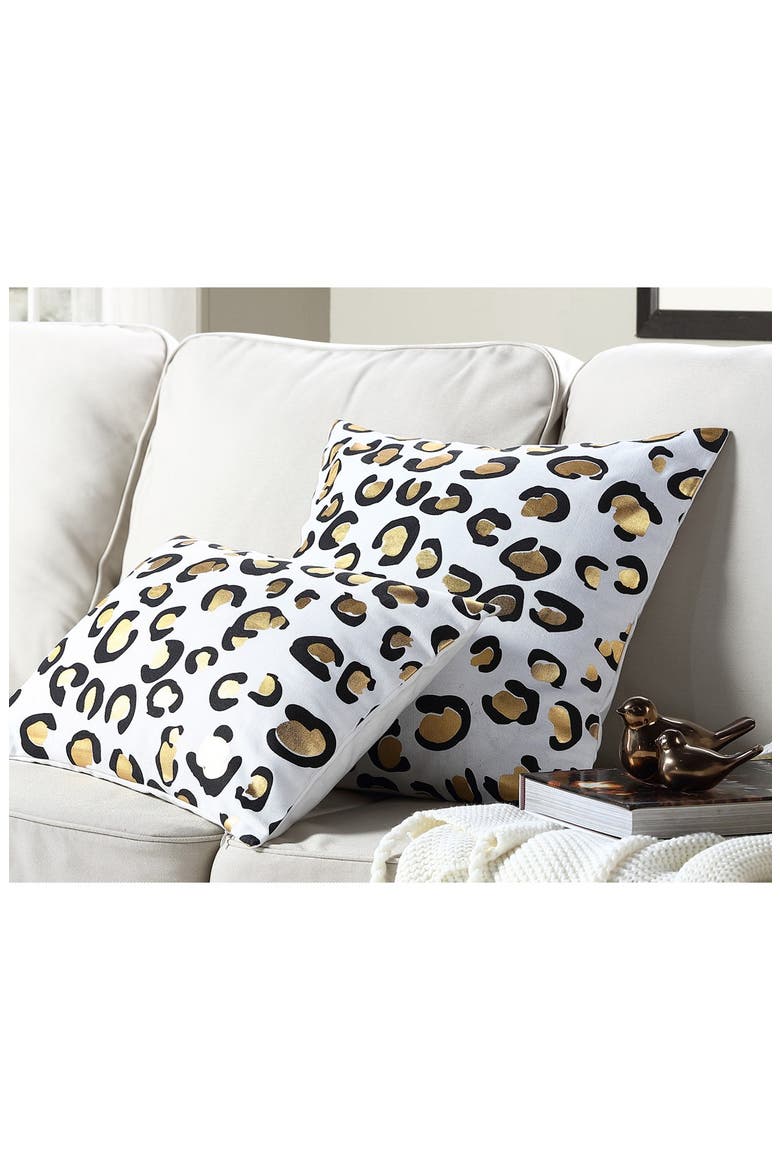 Metallic Animal Print Pillow, Alternate, color, WHITE/ GOLD MULTI