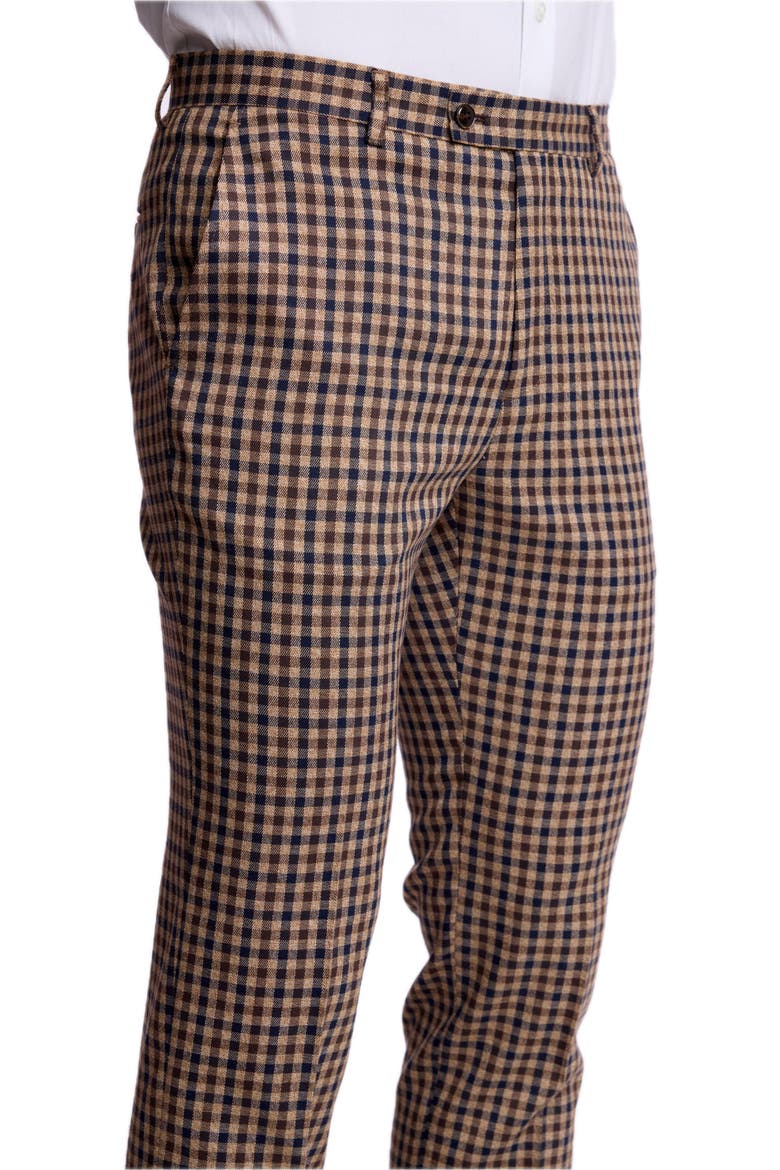 Downing Slim Fit Gingham Pants, Alternate, color, BROWN NAVY TAN GINGHAM