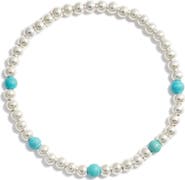 Nashelle Turquoise Stone & Bead Stretch Bracelet