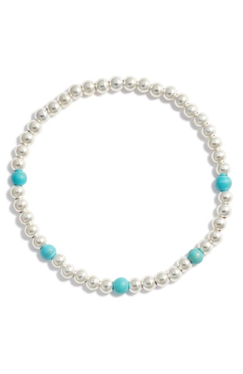 Nashelle Turquoise Stone & Bead Stretch Bracelet In Metallic