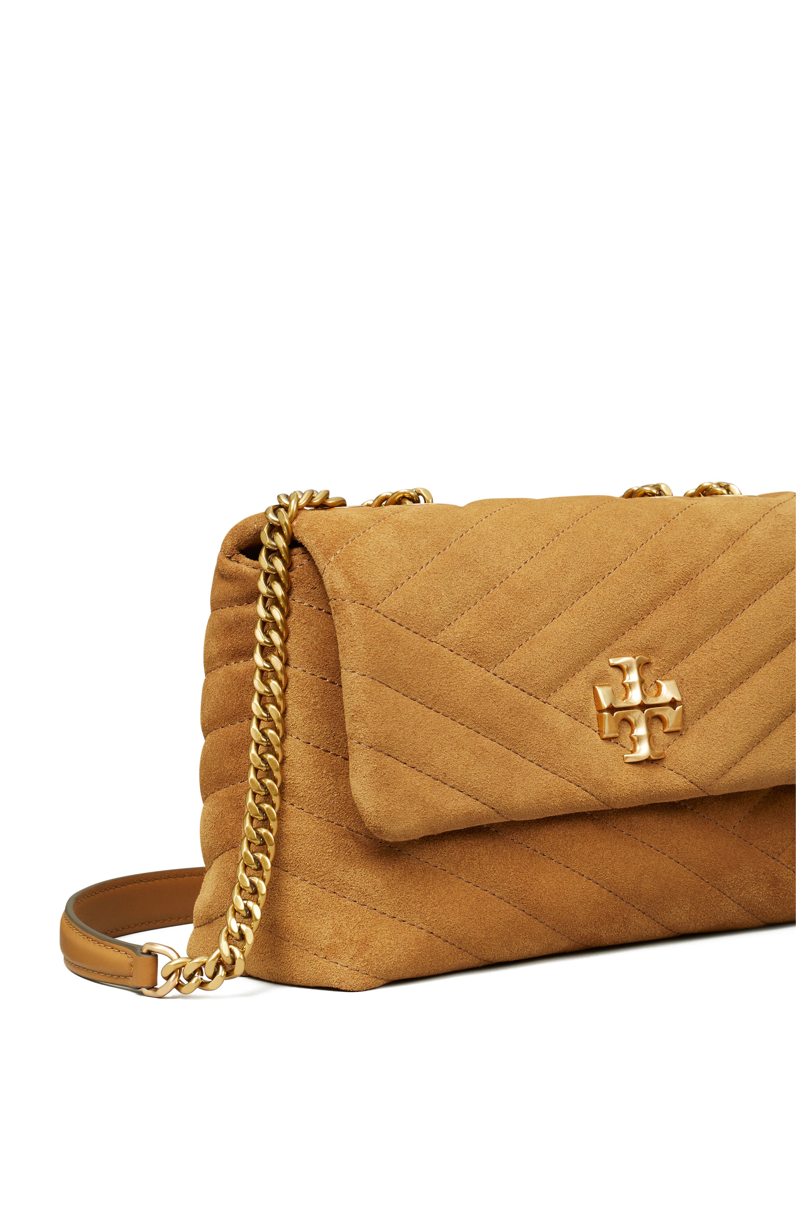 Tory Burch Small Kira Moto Quilted Suede Convertible Shoulder Bag, Alternate, color, 