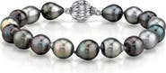 The Pearl Source 9-10mm Tahitian South Sea Multicolor Drop-Shape Pearl Bracelet - Premier AAAA Quality