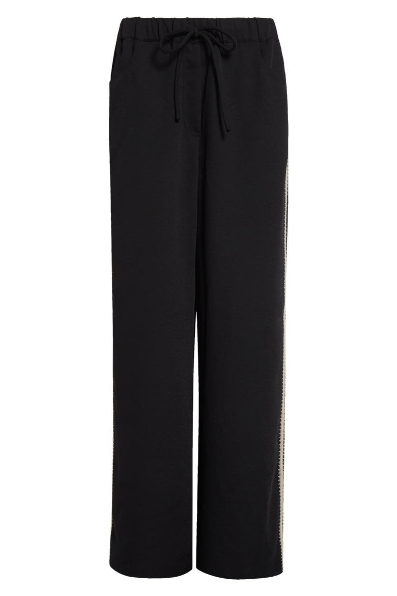 Inaya Drawstring Straight Leg Pants, Alternate, color, BLACK
