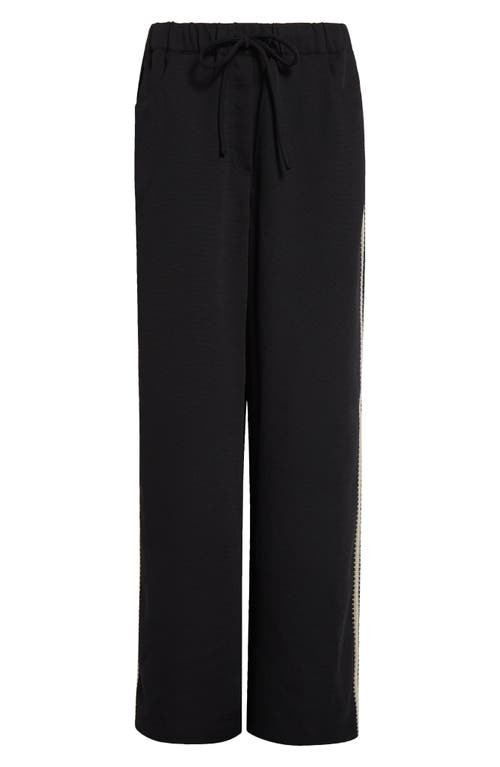 Reiss Inaya Drawstring Straight Leg Pants In Black