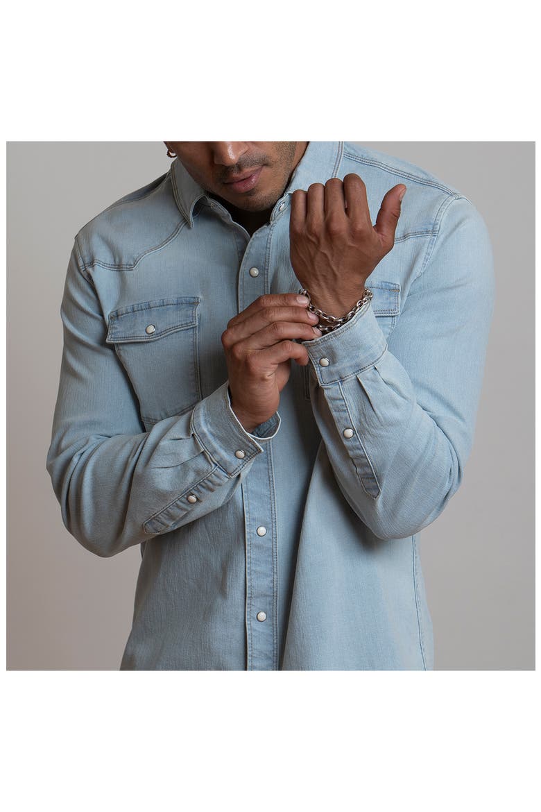 Big Sky Stretch Western Denim Shirt, Alternate, color, EXTRA LIGHT BLUE