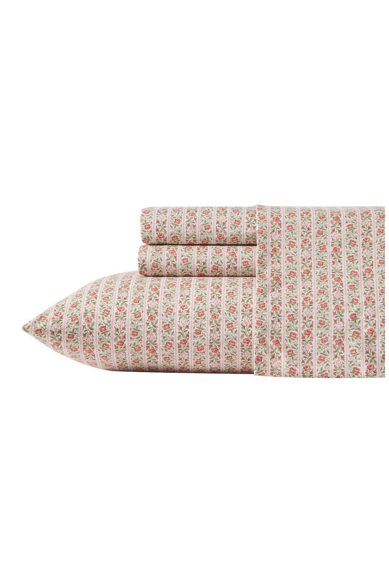 Marta Stripe Cotton Percale Sheet Set, Main, color, PINK