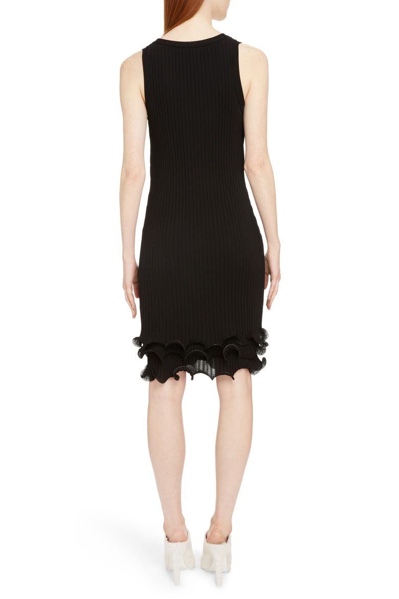 Ribbed Ruffle Hem Dress, Alternate, color, BLACK