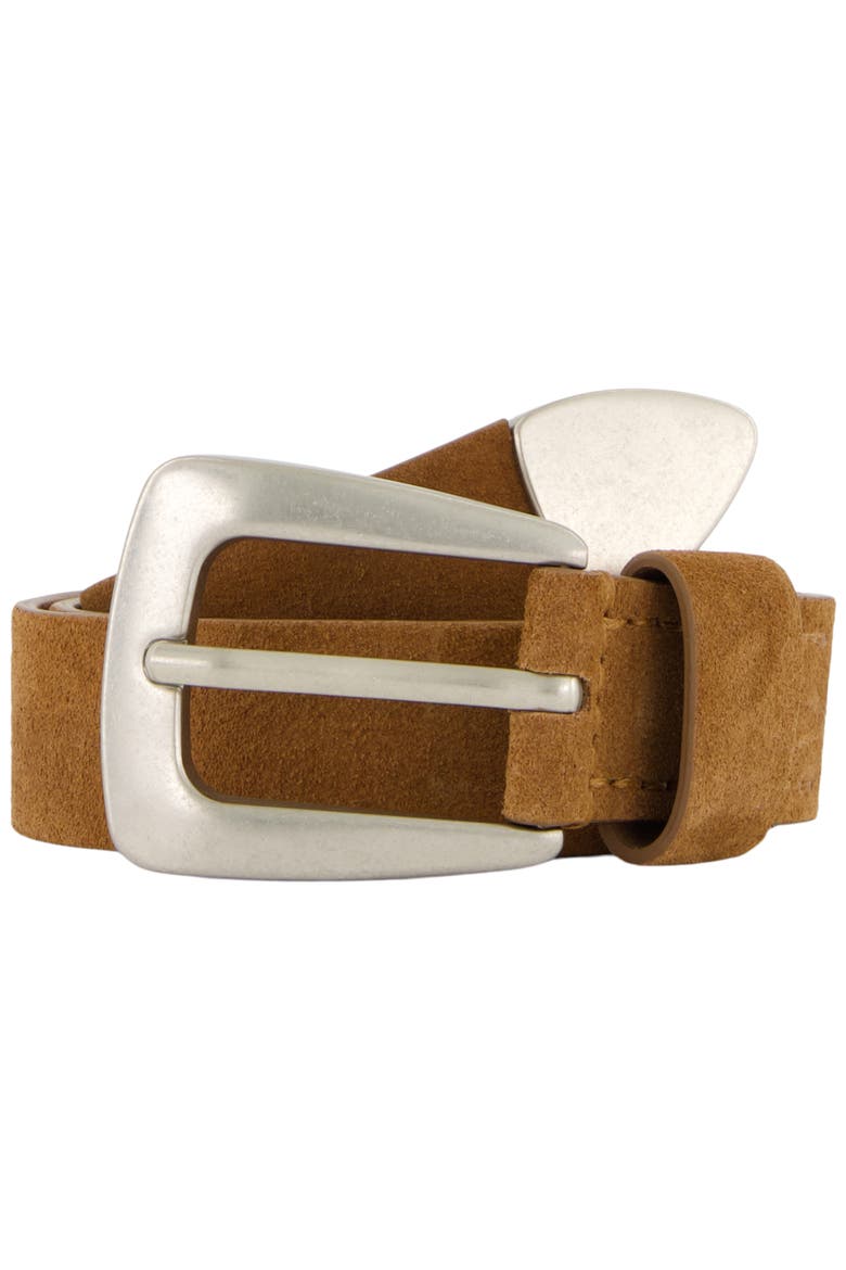 Metal Tip Suede Belt, Alternate, color, COGNAC BROWN