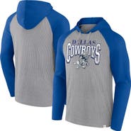 FANATICS Men's Fanatics Silver/Navy Dallas Cowboys Under Center Long Sleeve Hoodie T-Shirt