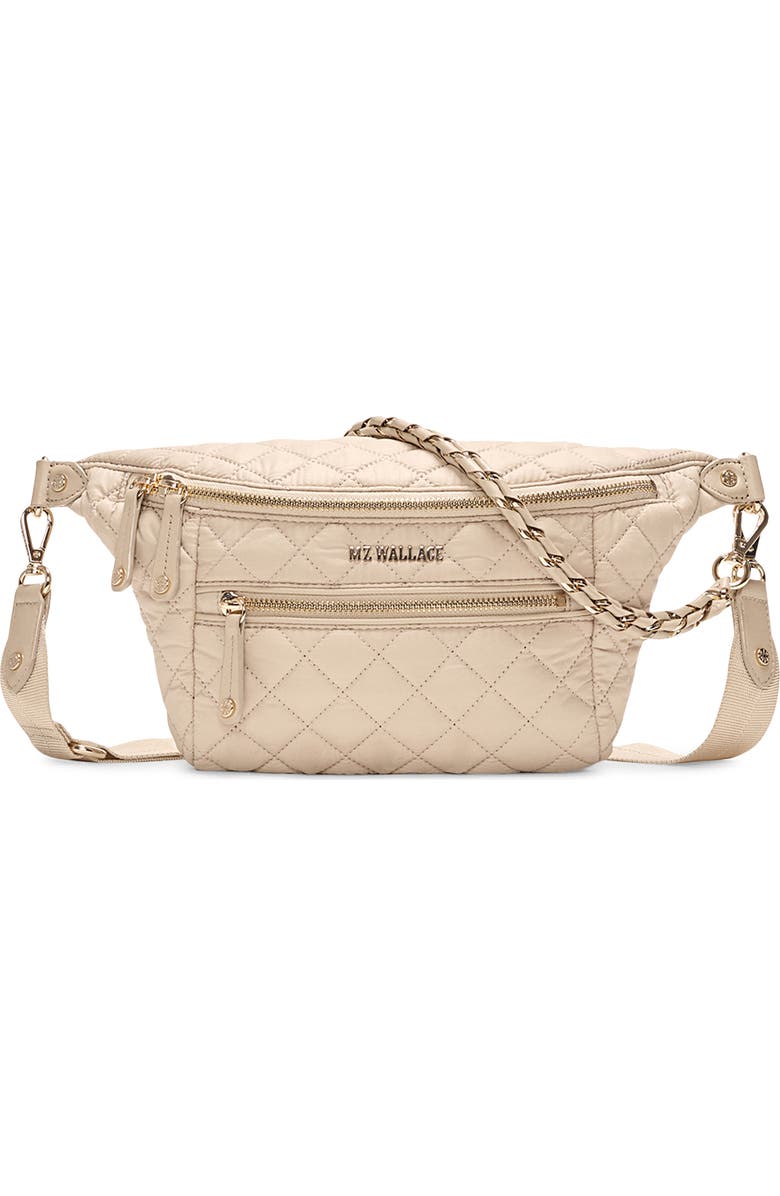 MZ Wallace Small Crosby Quilted Nylon Convertible Sling Bag, Main, color, Buff