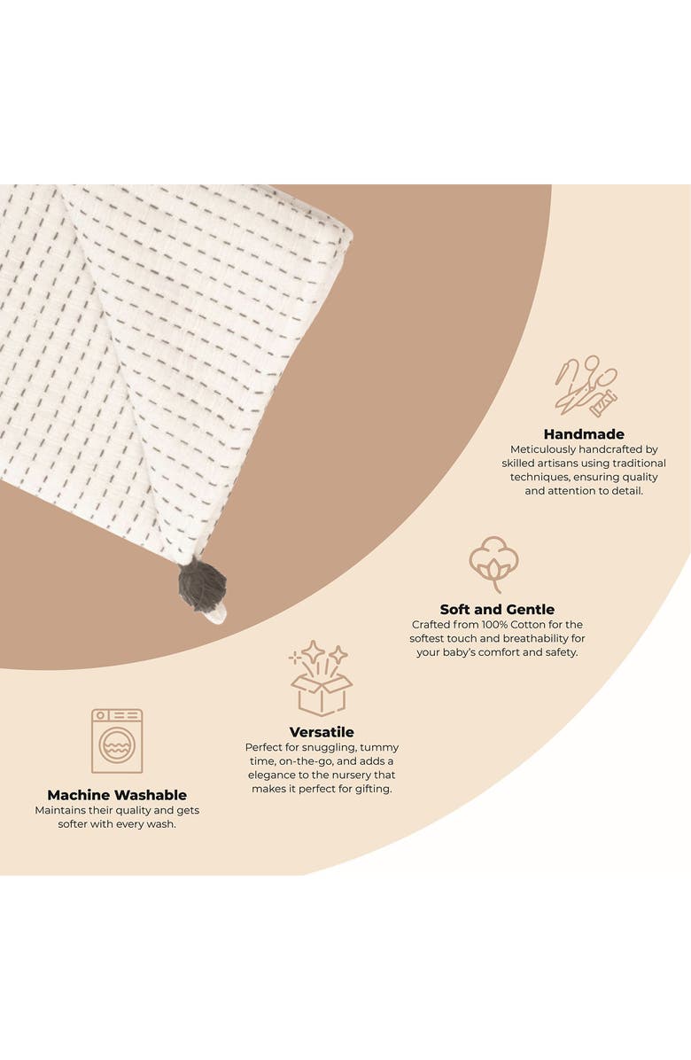 CRANE BABY Luxe Cotton Baby Blanket, Alternate, color, White