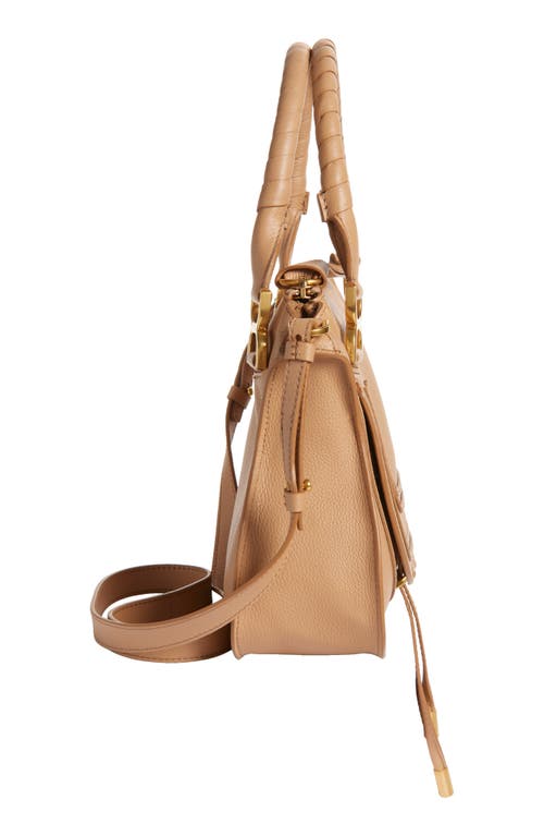 Chloé Marcie Small Satchel Bag In Grained Calfskin In Light Tan