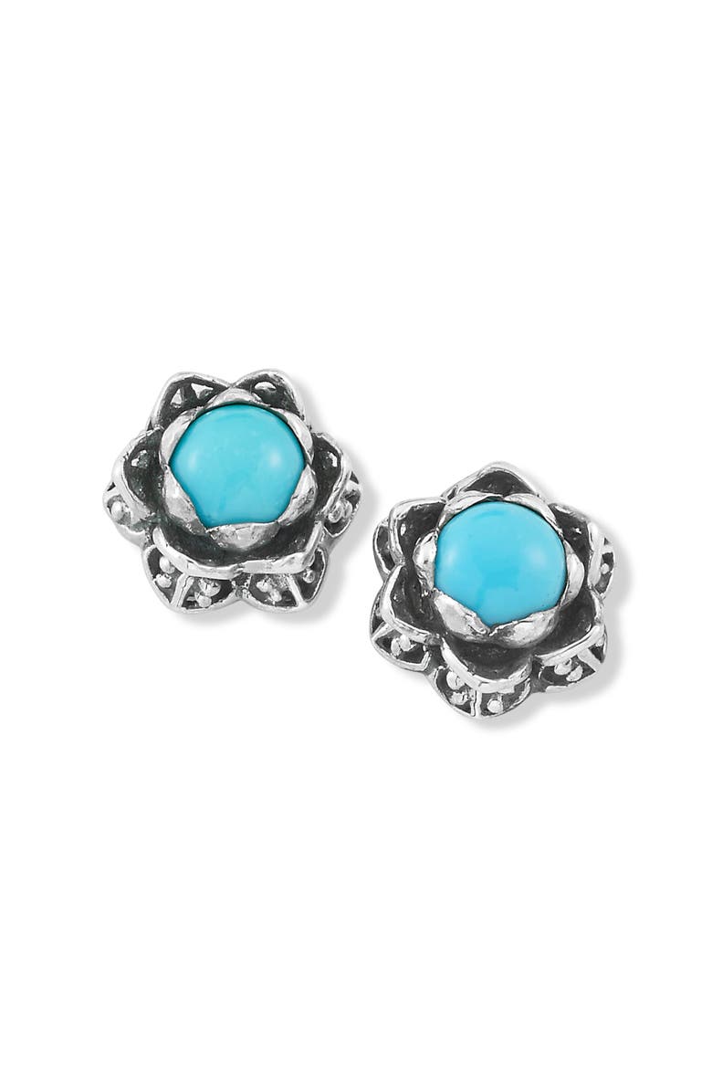 SAMUEL B. Turquoise Lotus Stud Earrings, Main, color, Turquoise