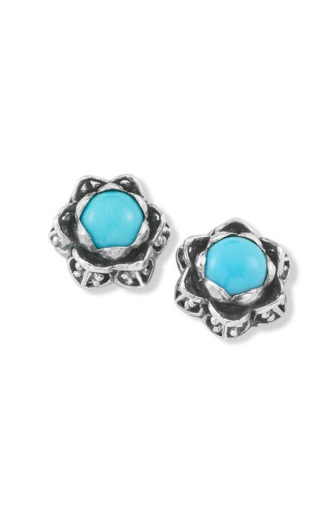 Turquoise Lotus Stud Earrings