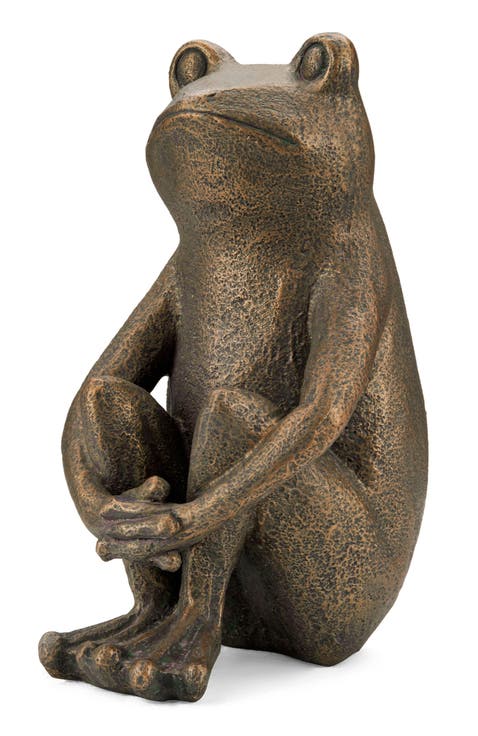 12"H Resin Bronze Squatting Frog Statue