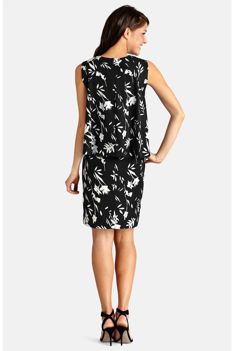 Floral Print Popover Dress, Alternate, color, BLACK