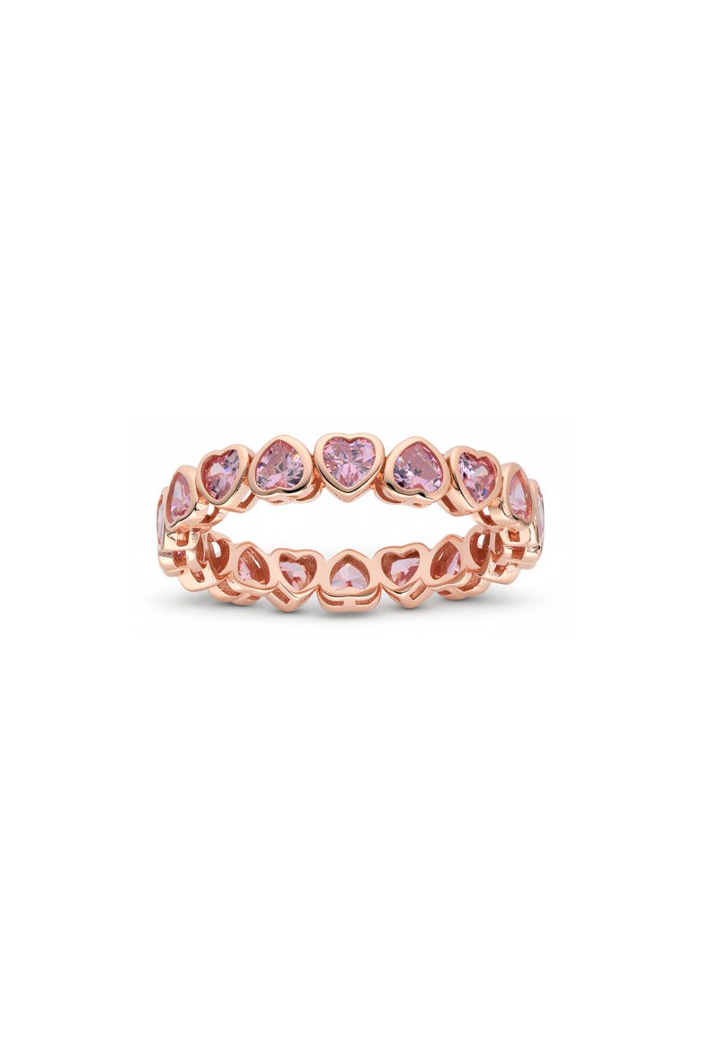 Sterling Silver Bezel Set Heart Cubic Zirconia Eternity Ring, Main, color, PINK/ ROSE GOLD