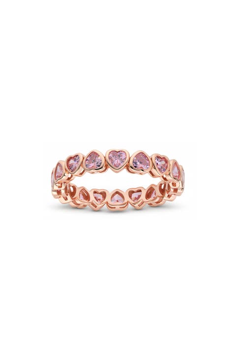 Sterling Silver Bezel Set Heart Cubic Zirconia Eternity Ring