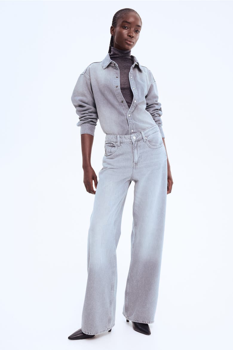 Feather Soft Wide Regular Jeans, Alternate, color, Light denim gray