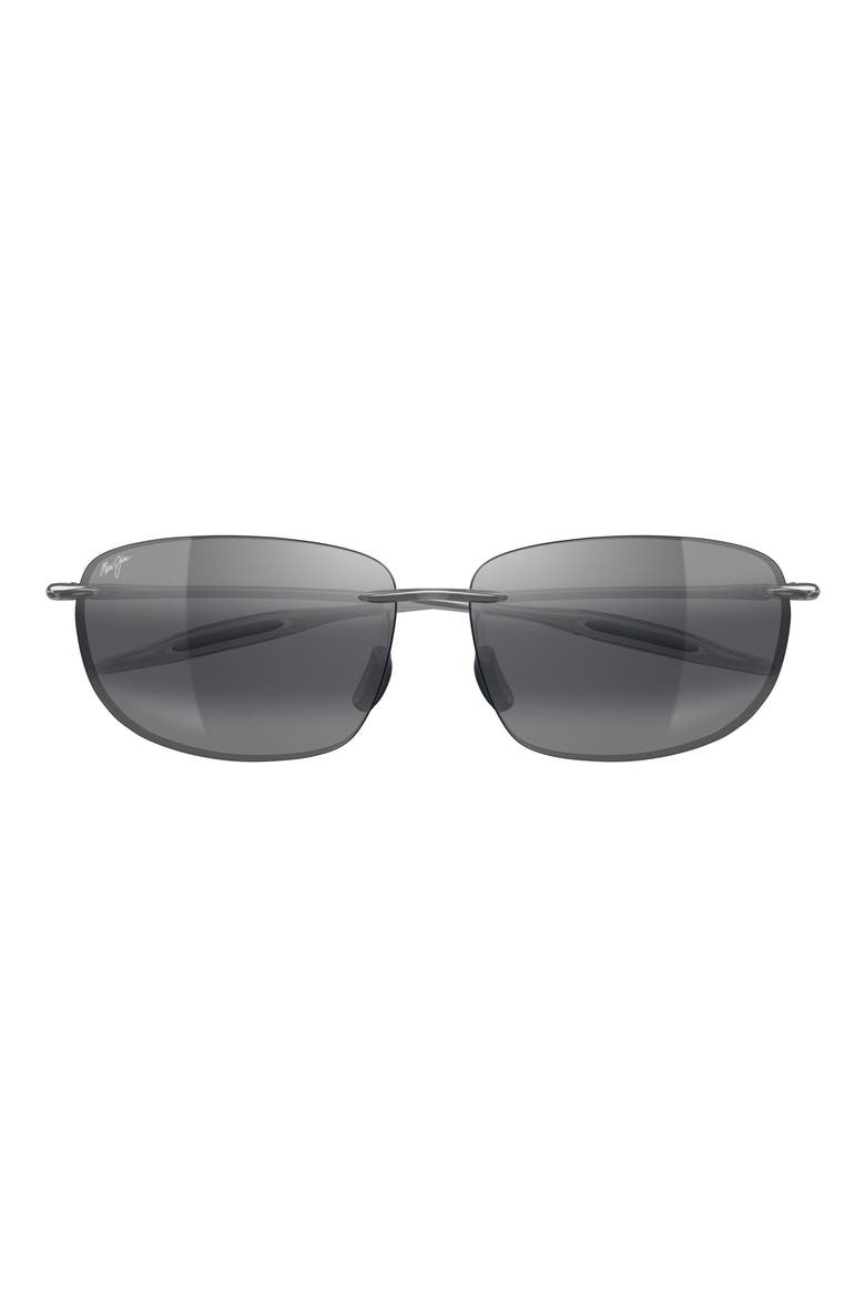 64mm Oversize PolarizedPlus2® Rectangular Sunglasses, Main, color, GREY