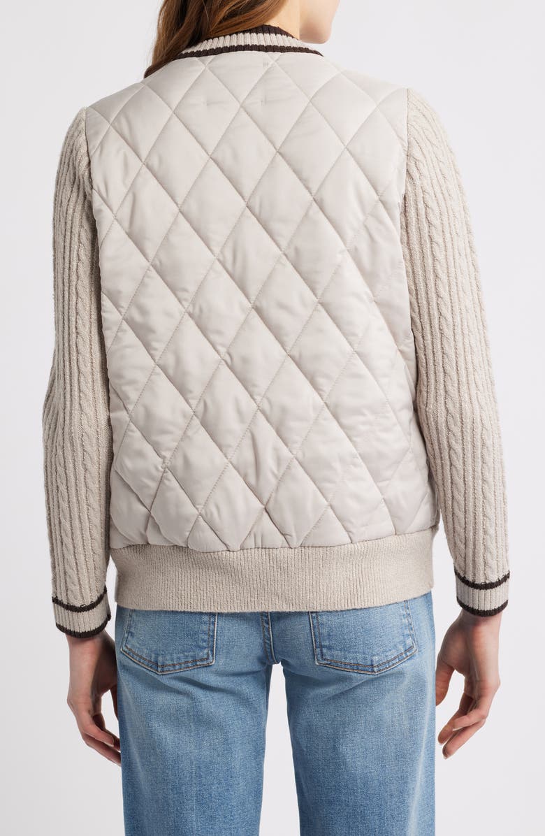 CITY BLUES Quilted Cable Stitch Cardigan, Alternate, color, Champagne