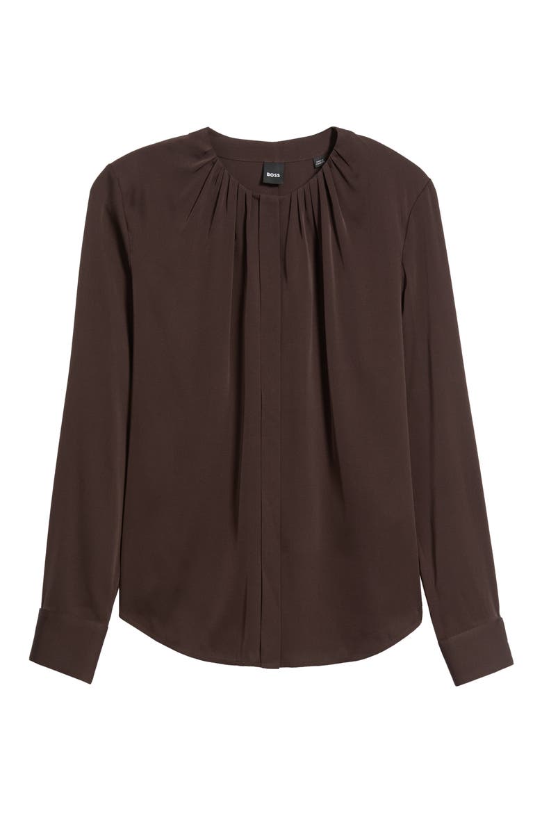Banorah Silk Blend Pleated Top, Alternate, color, MOLE