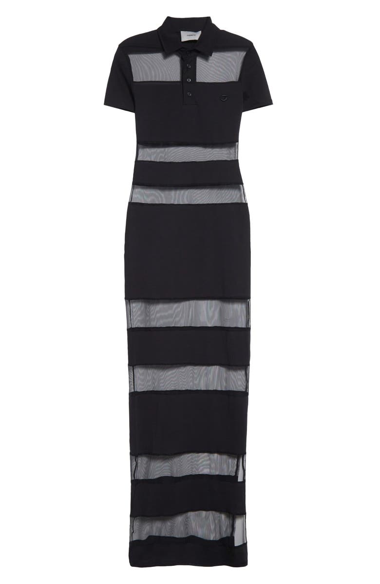 Coperni Stripe Sheer Polo Dress, Alternate, color, Black