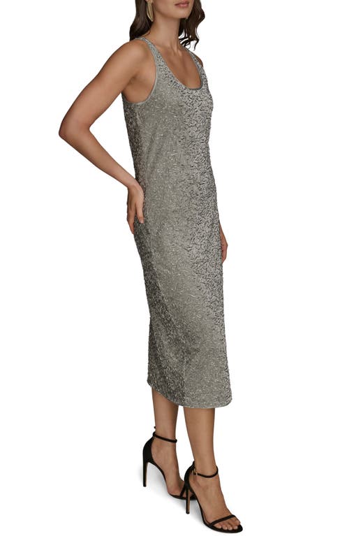 Donna Karan New York Beaded Sleeveless Midi Dress In Gray