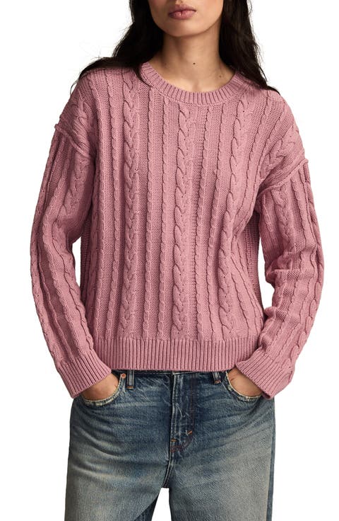 Cable Stitch Crewneck Cotton Sweater