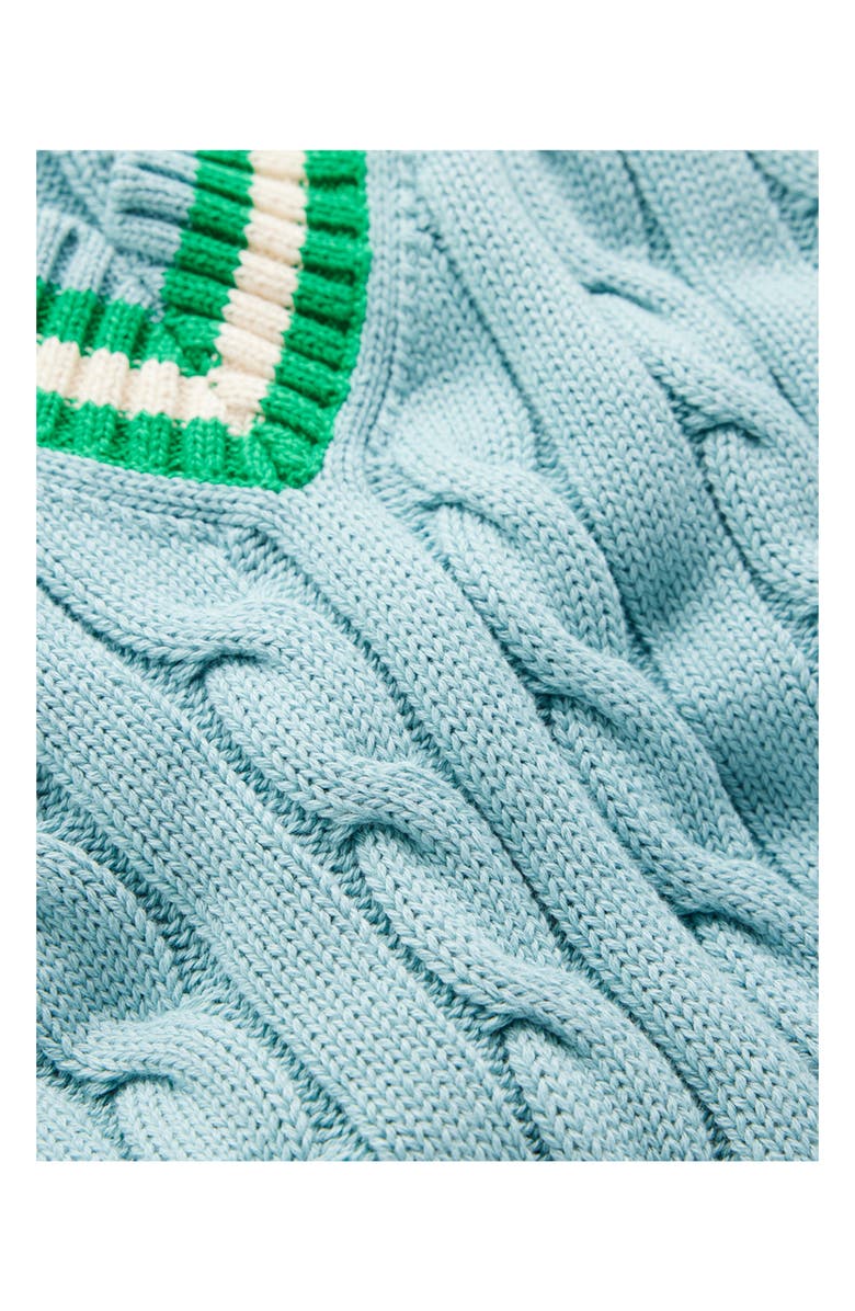 Boden Maeve Cable Knit V-Neck Sweater Vest, Alternate, color, Blue Green