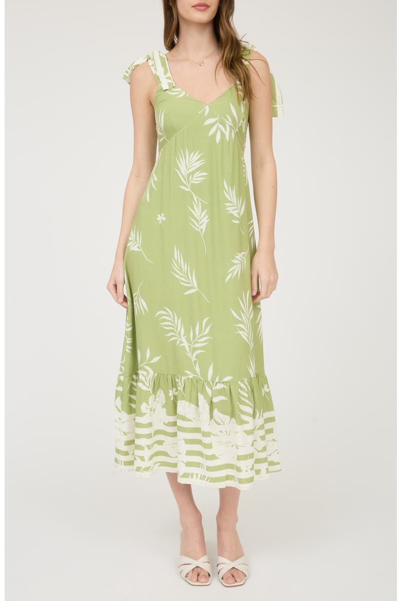 Shoulder Tie Midi Dress, Main, color, LIGHT OLIVE