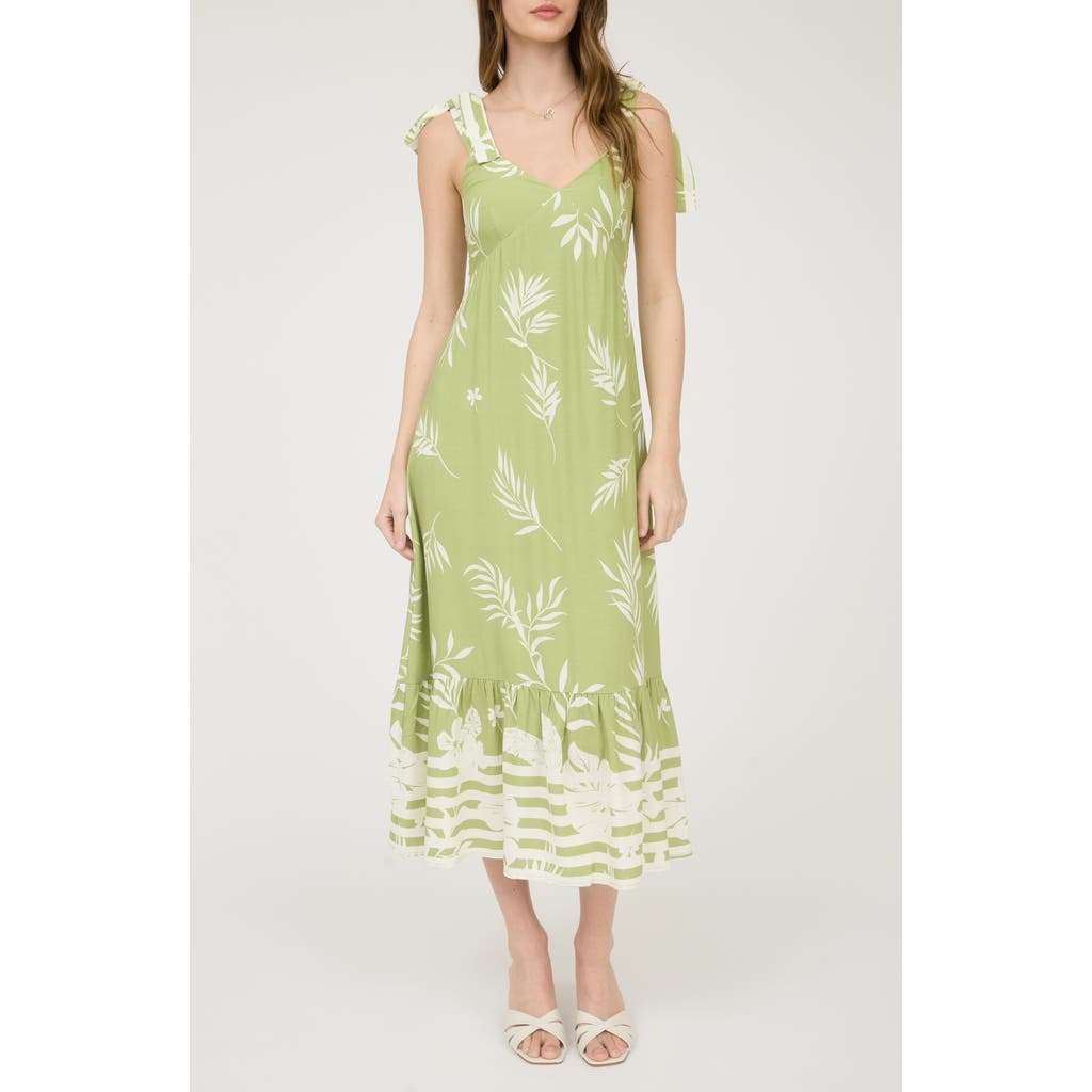 August Sky Shoulder Tie Midi Dress