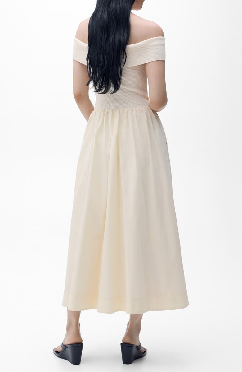 MANGO Floral Embroidered Mixed Media Maxi Dress, Alternate, color, Beige