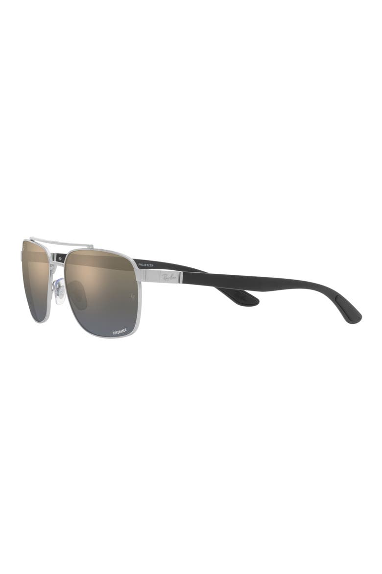 59mm Gradient Polarized Rectangular Sunglasses, Alternate, color, SILVER
