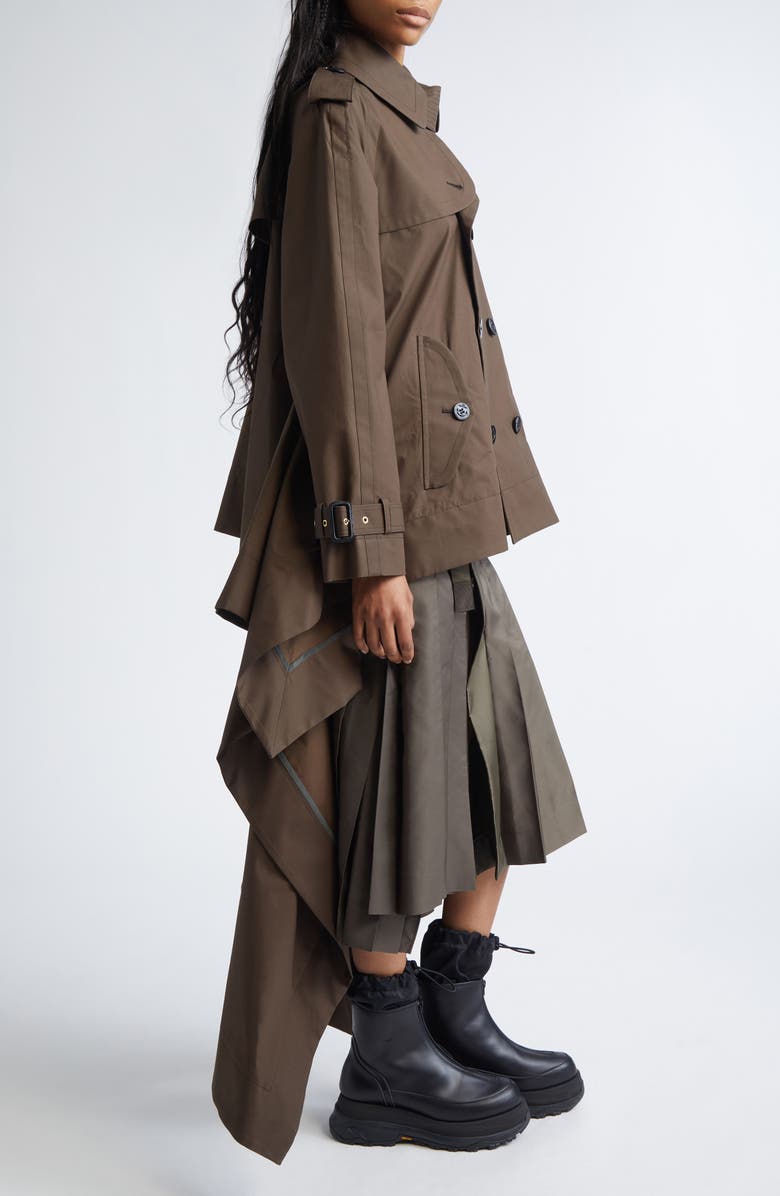 Sacai Cascade Panel Trench Coat, Alternate, color, Brown