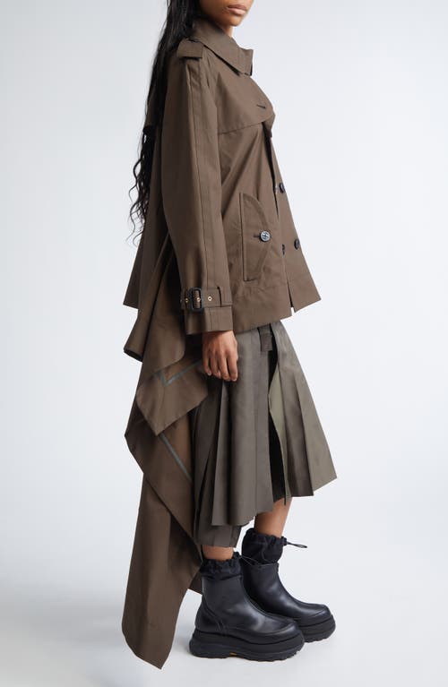 Sacai Cascade Panel Trench Coat In Brown