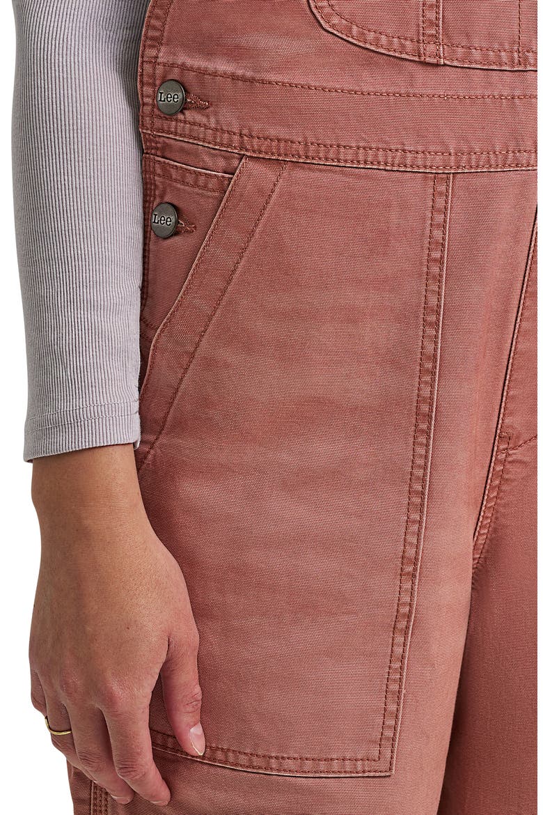Relaxed Denim Overalls, Alternate, color, DUSTY ROSE