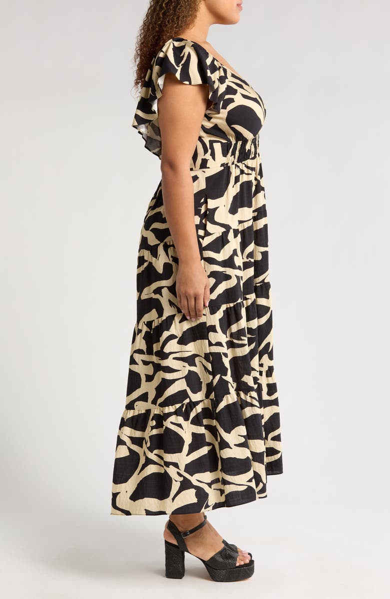 MELLODAY Printed Shirred Waist Tiered Maxi Sundress, Alternate, color, 