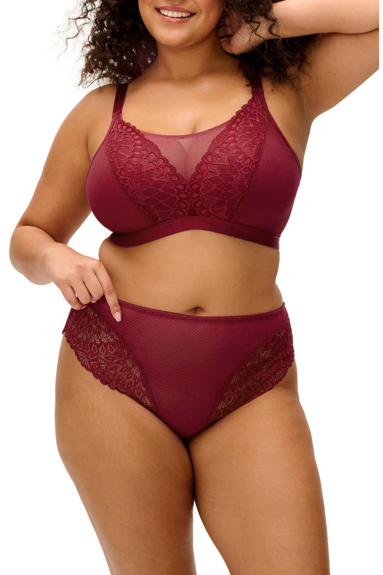 Tiernie Lace Trim Mesh Briefs, Alternate, color, TIBETAN RED