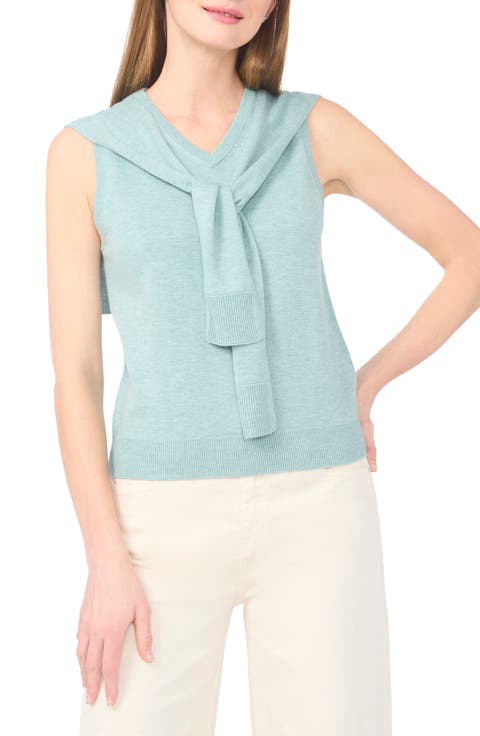 Tie Shoulder Sleeveless Sweater