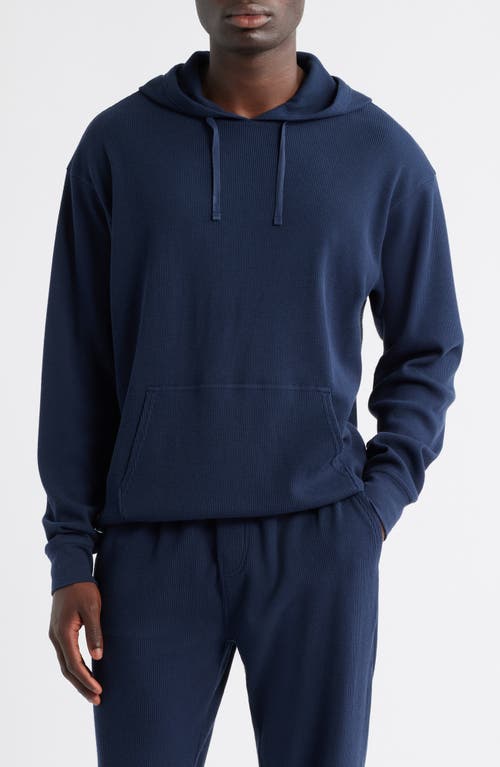 Nordstrom Cotton Blend Thermal Hoodie In Blue