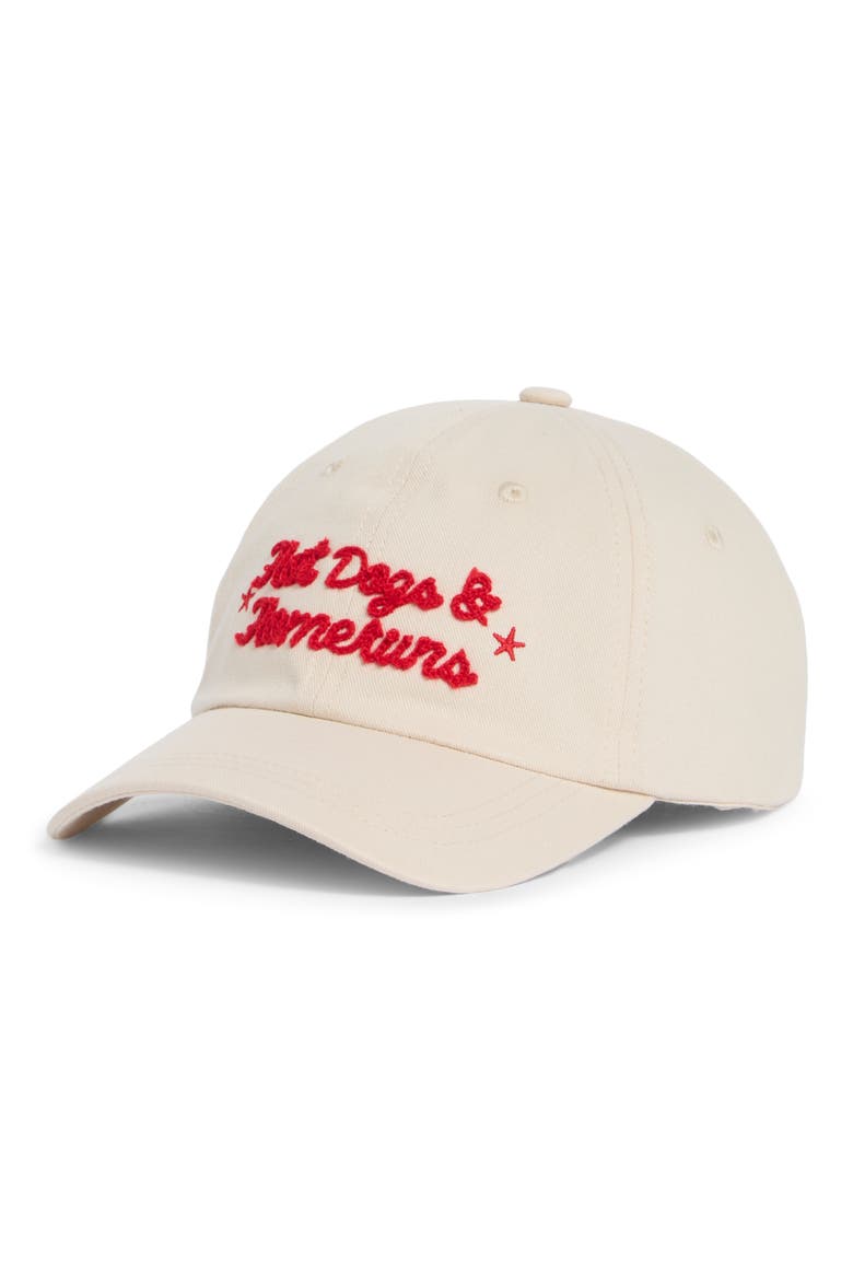 Embroidered Cotton Twill Baseball Cap, Main, color, HOT DOGS