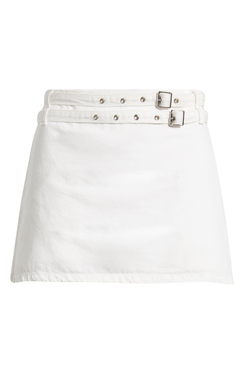 MANGO Neri Double Belt Denim Miniskort, Alternate, color, White