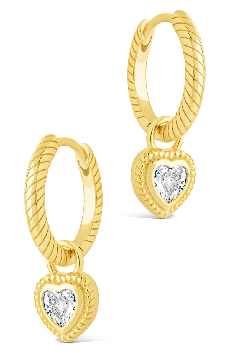 Sterling Forever Genevieve Heart CZ Hoop Earrings, Alternate, color, Gold