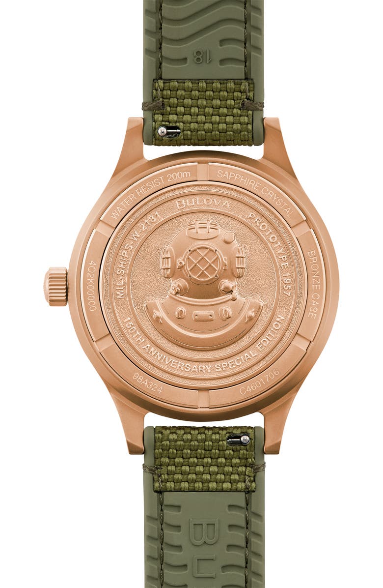 BULOVA Archive Series MIL-SHIPS Bronze NATO Strap Watch, 41mm, Alternate, color, Bronze-Tone
