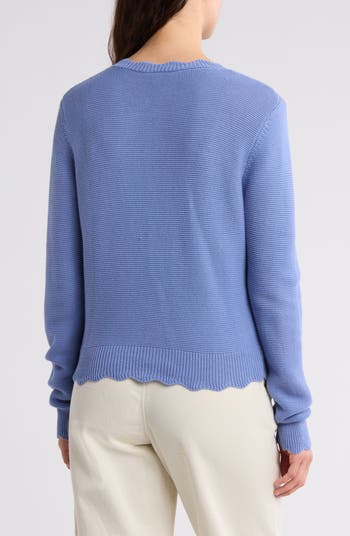 Melrose and Market Scalloped Fitted Cotton Cardigan