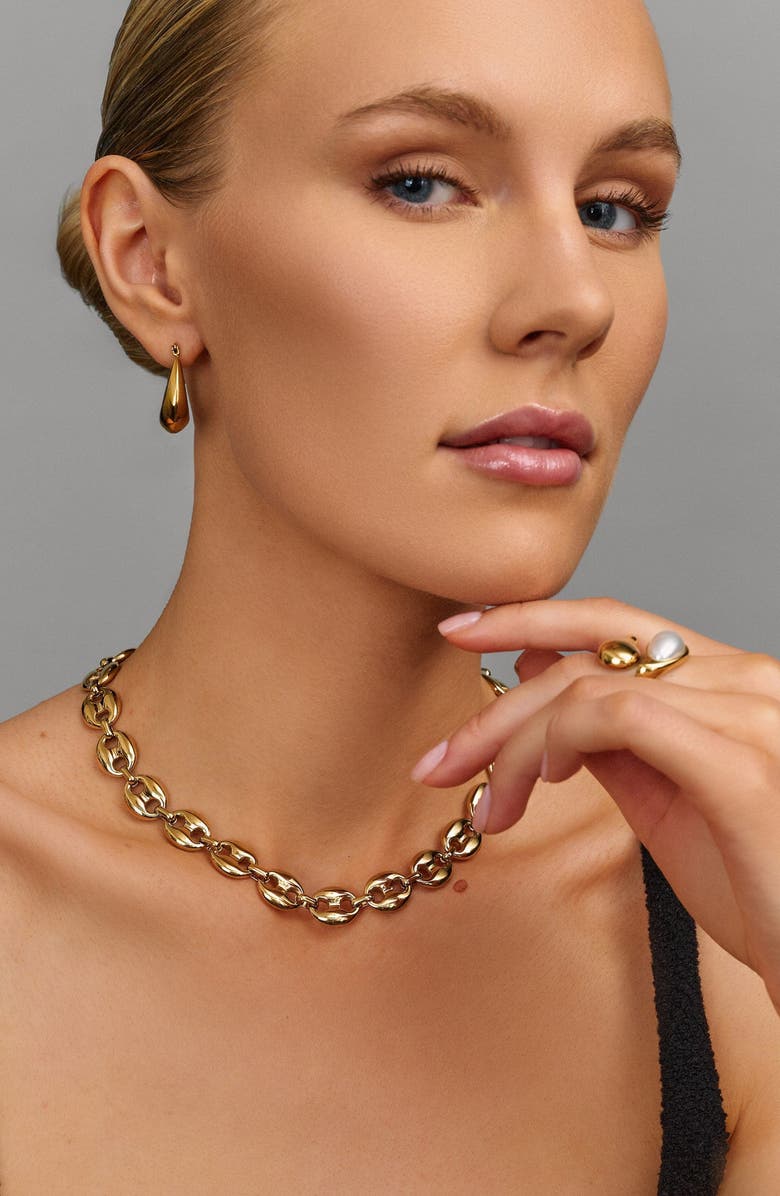 Nialaya Mariner Link Choker, Alternate, color, Gold