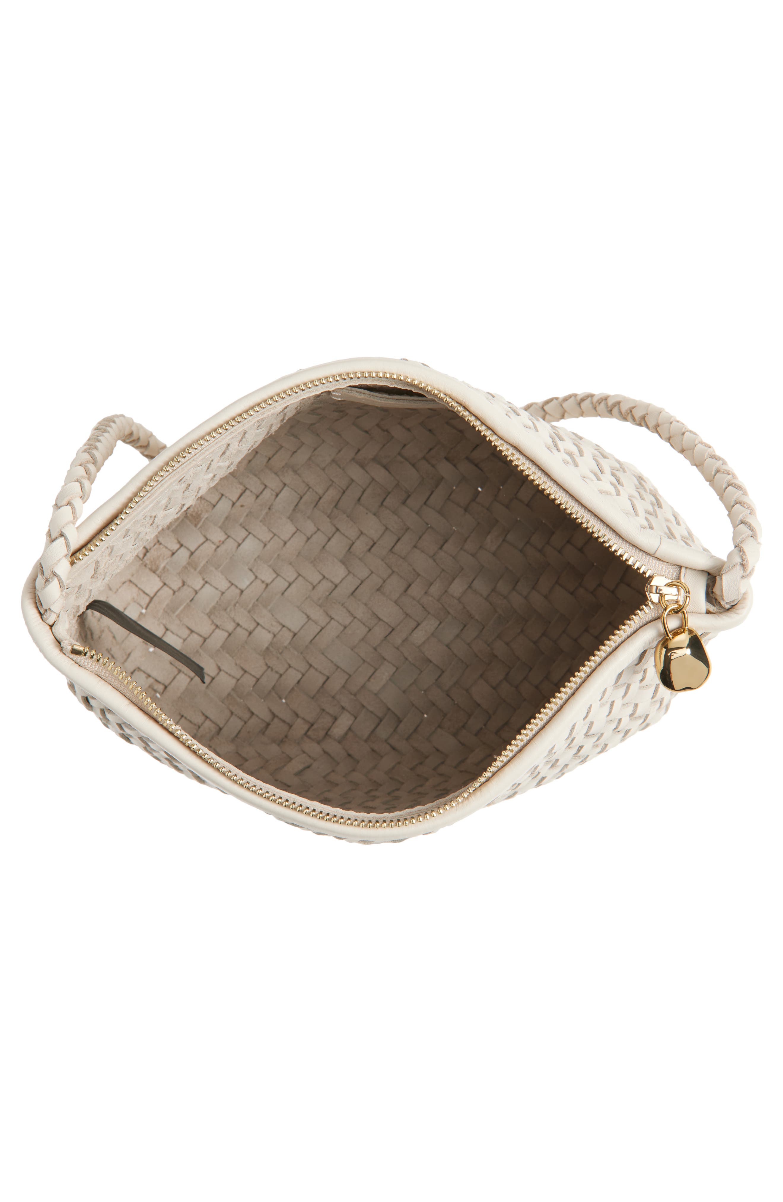 The Signature Woven Leather Crossbody Bag, Alternate, color, VINTAGE MUSLIN