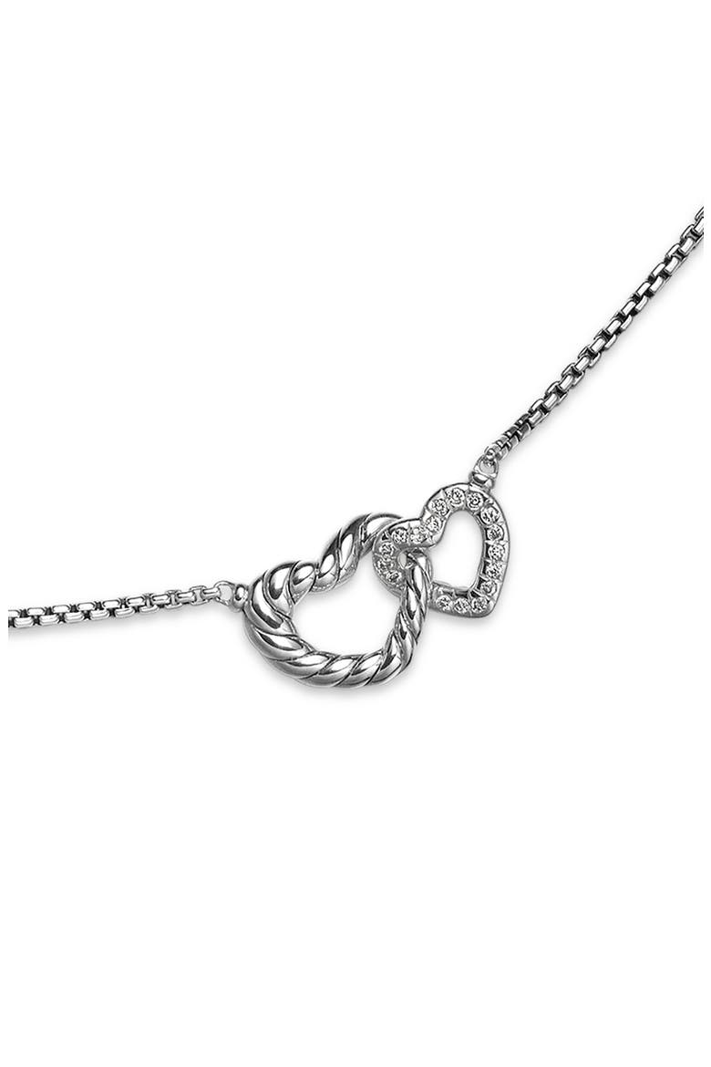 Double Heart Pendant Necklace, Alternate, color, STERLING SILVER