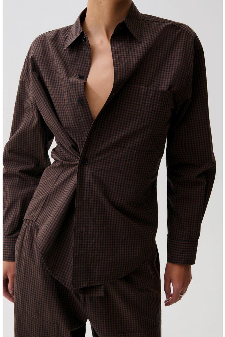 Mila Check Shirt, Alternate, color, HOT TODDY